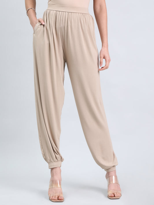 Dark Beige Viscose Stretch Harems
