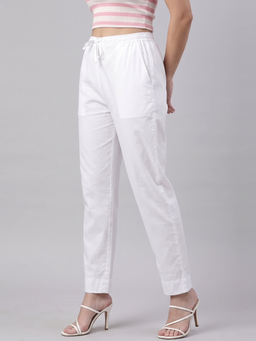White Cotton Cambric Cotton Pants