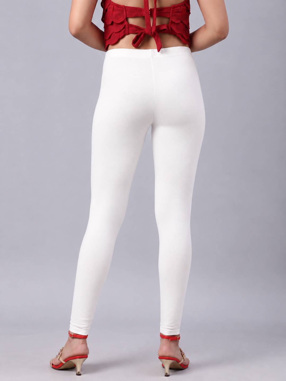 Cream Cotton Stretch Churidar - Plus Size