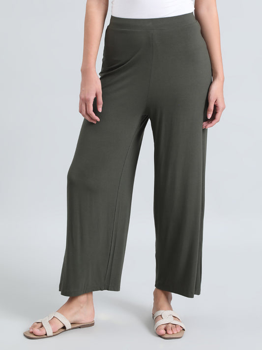 Olive Viscose Knit Palazzo