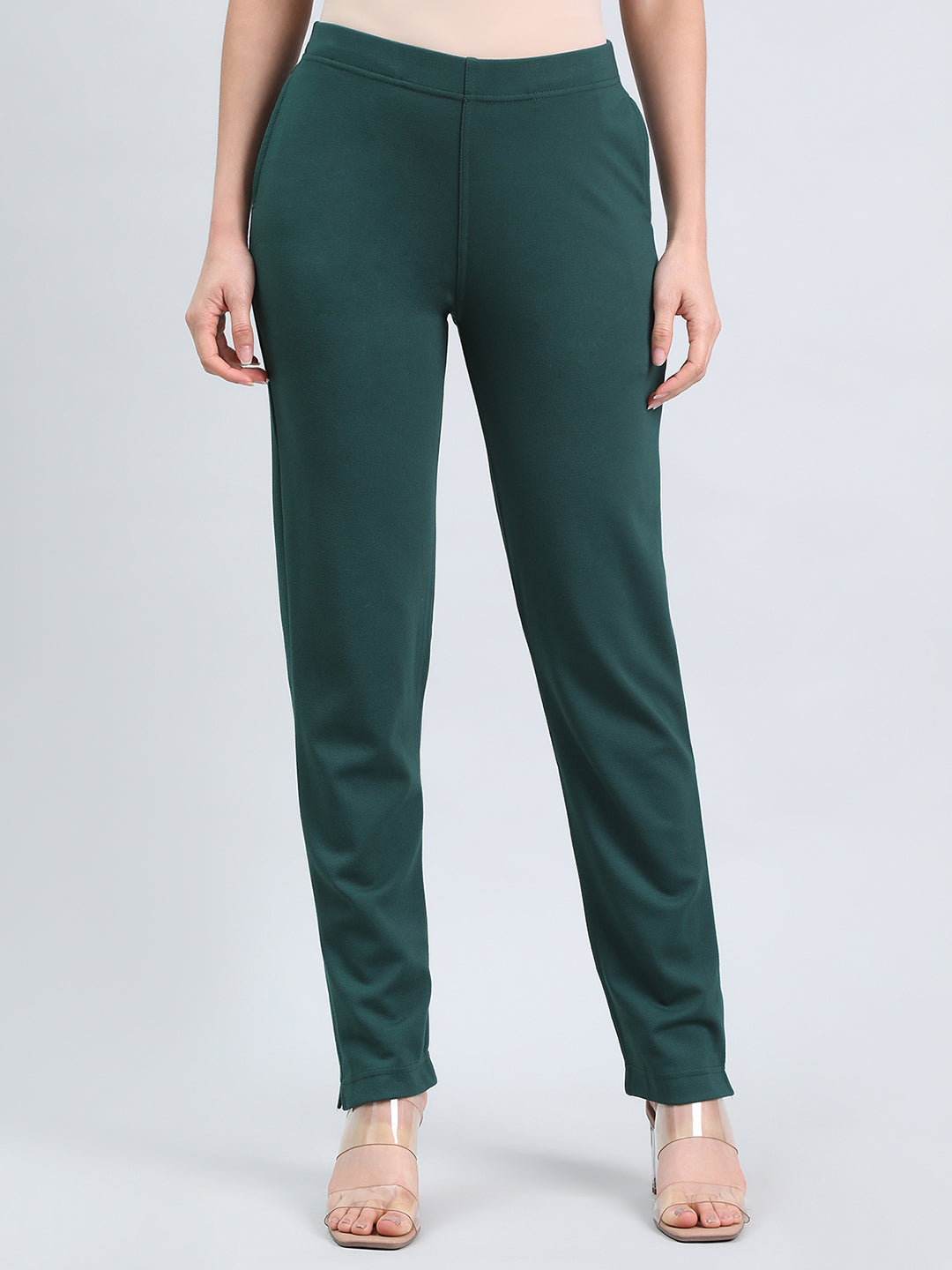 Bottle Green Ponte Smart Fit Kurti Pant