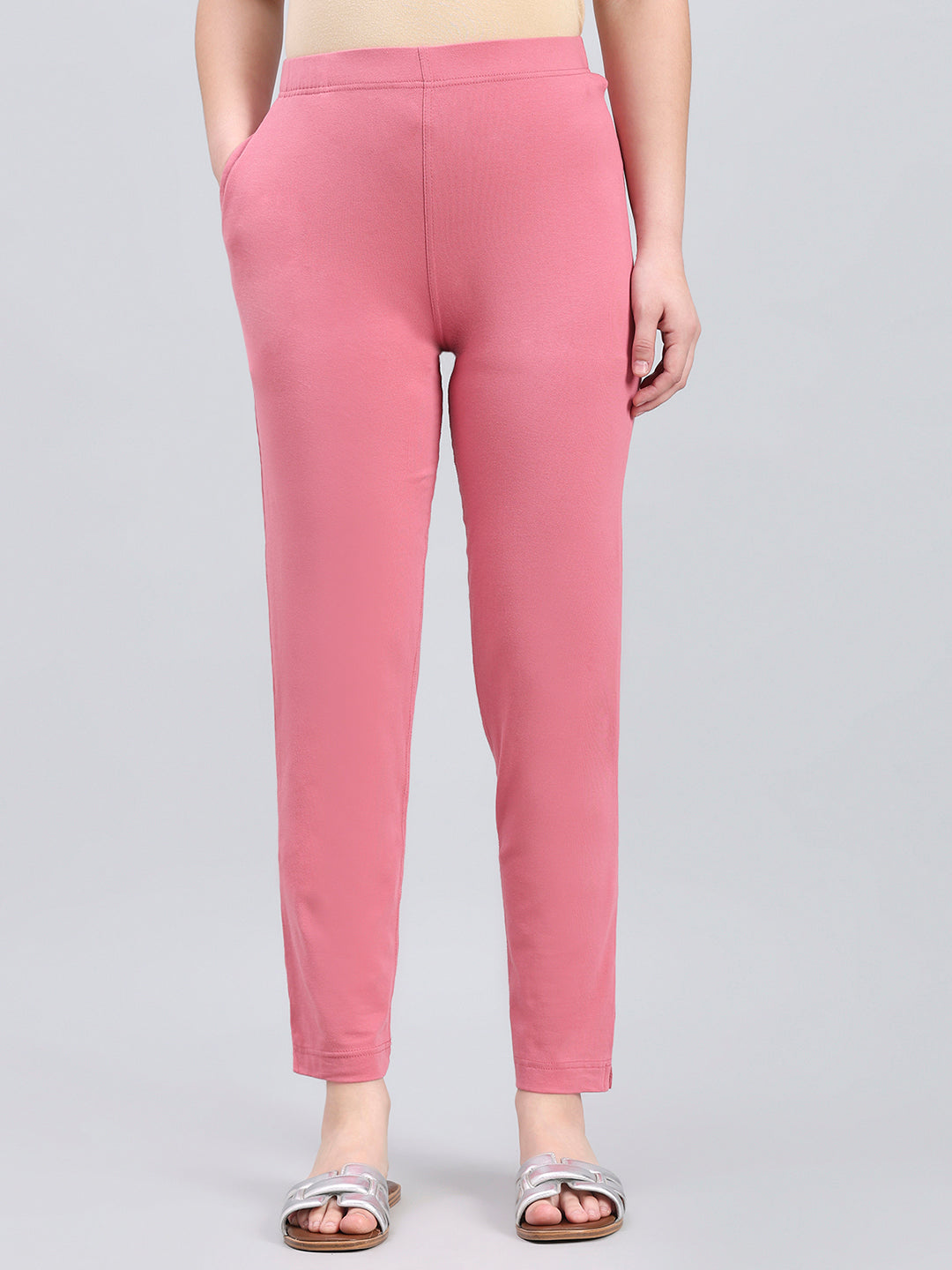Blush Pink Cotton Stretch Kurti pants