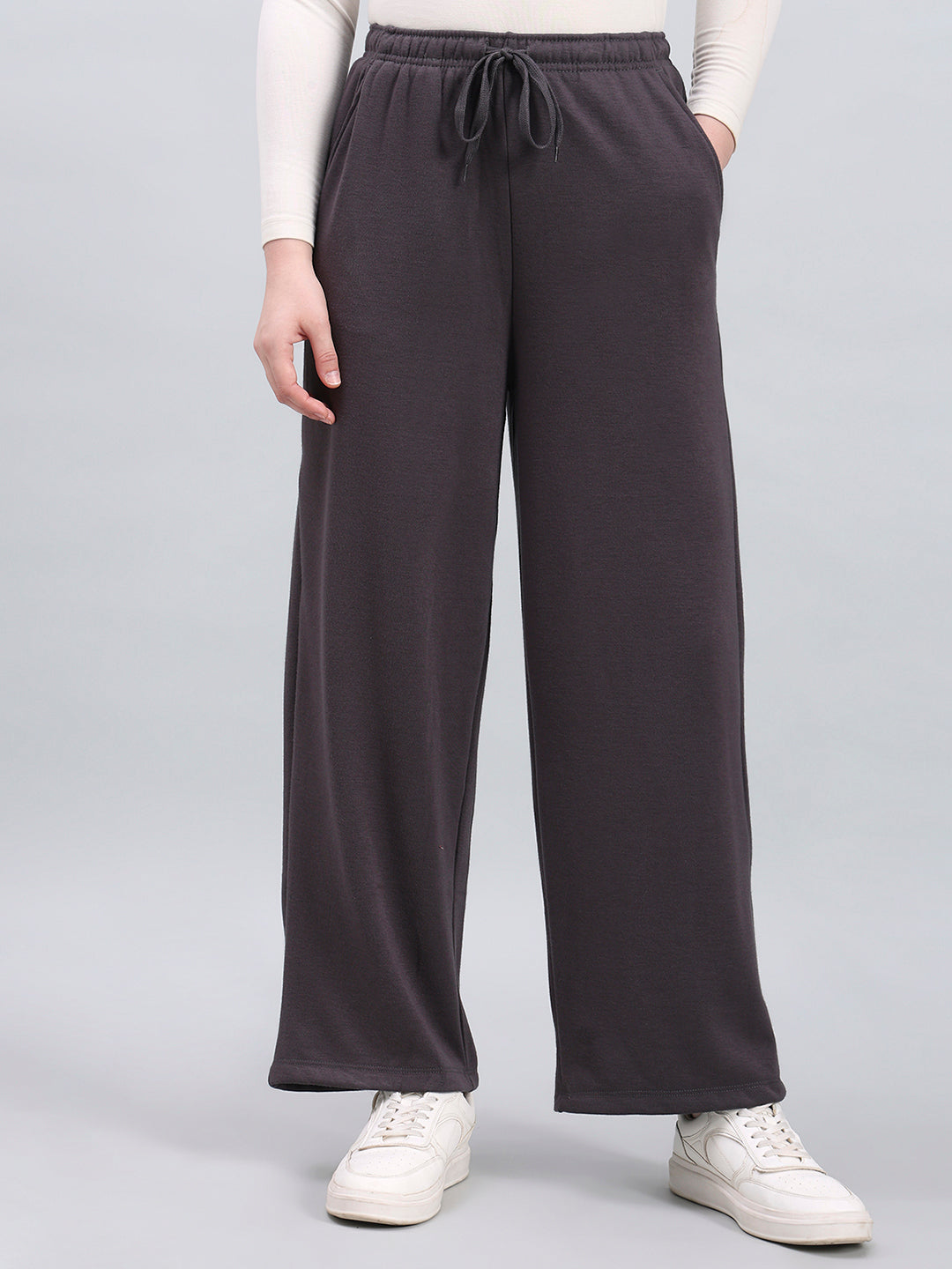 Silver Grey Fleece Wide Pant