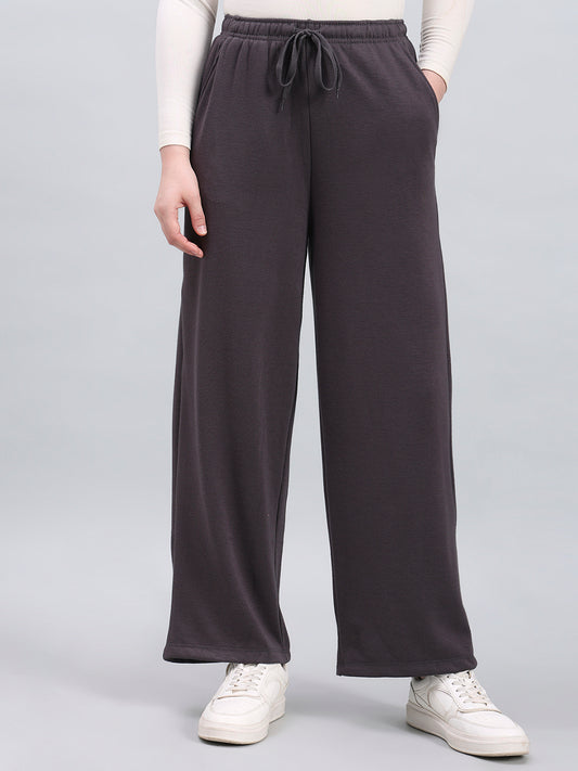 Silver Grey Fleece Wide Pant