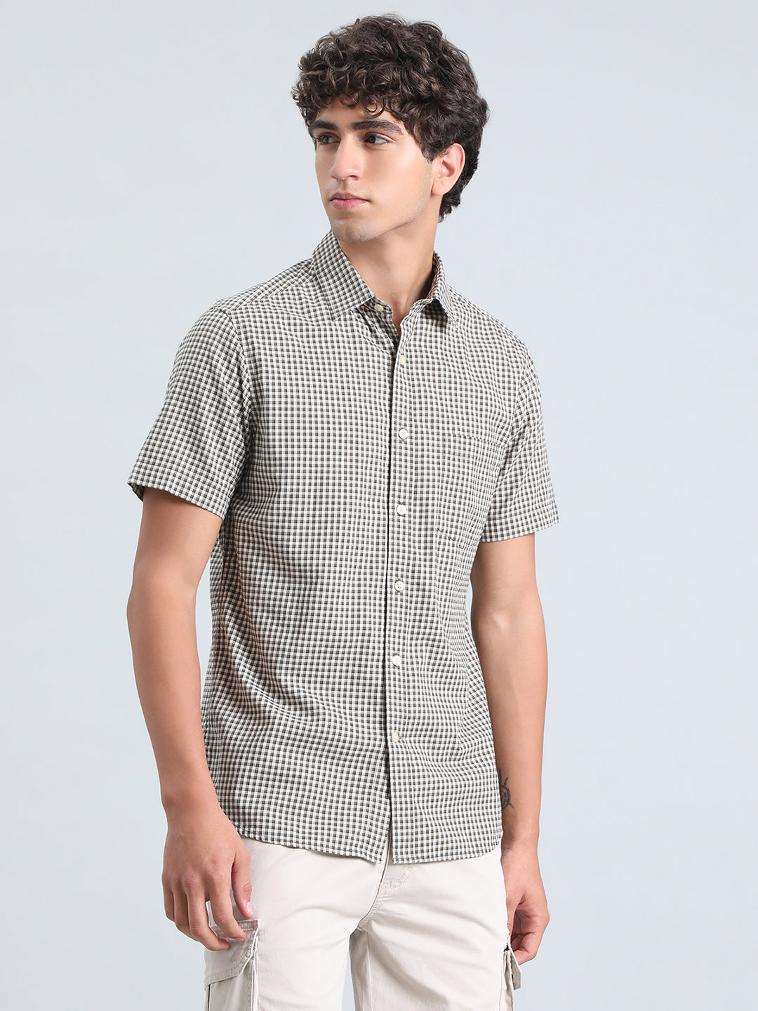 100% Cotton Regular Fit Half Sleeve Check Shirt
