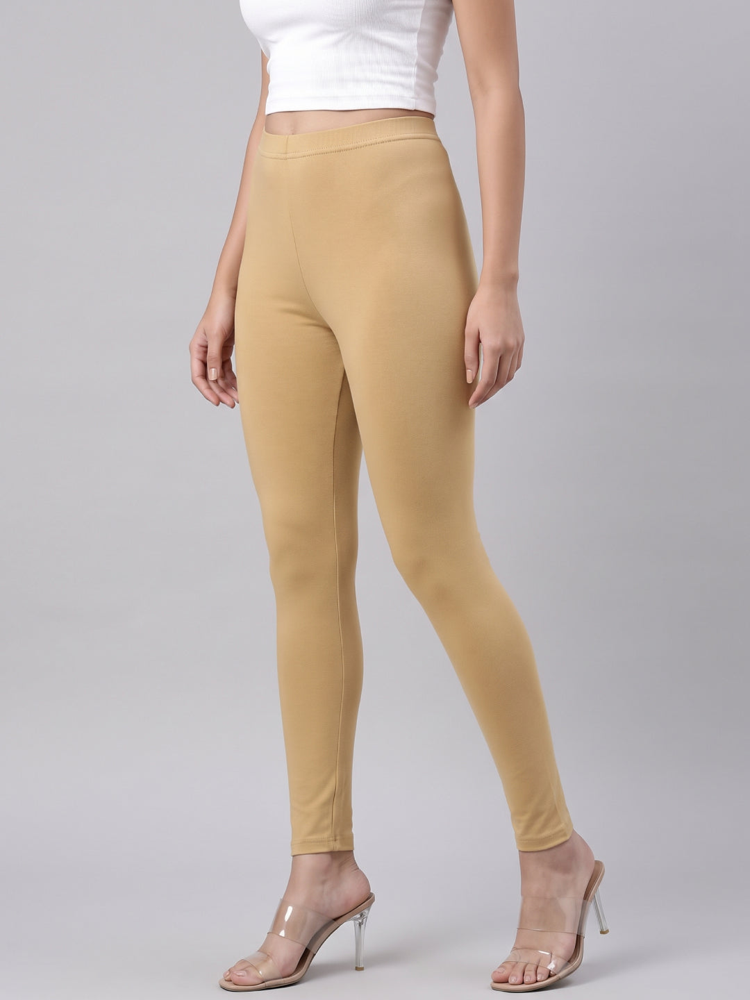 Wheat Cotton Stretch Ankle Length Leggings