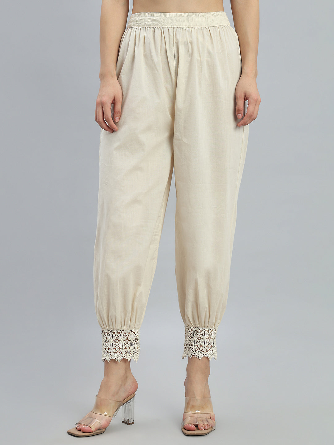 Cream Embroidered Lace Salwar