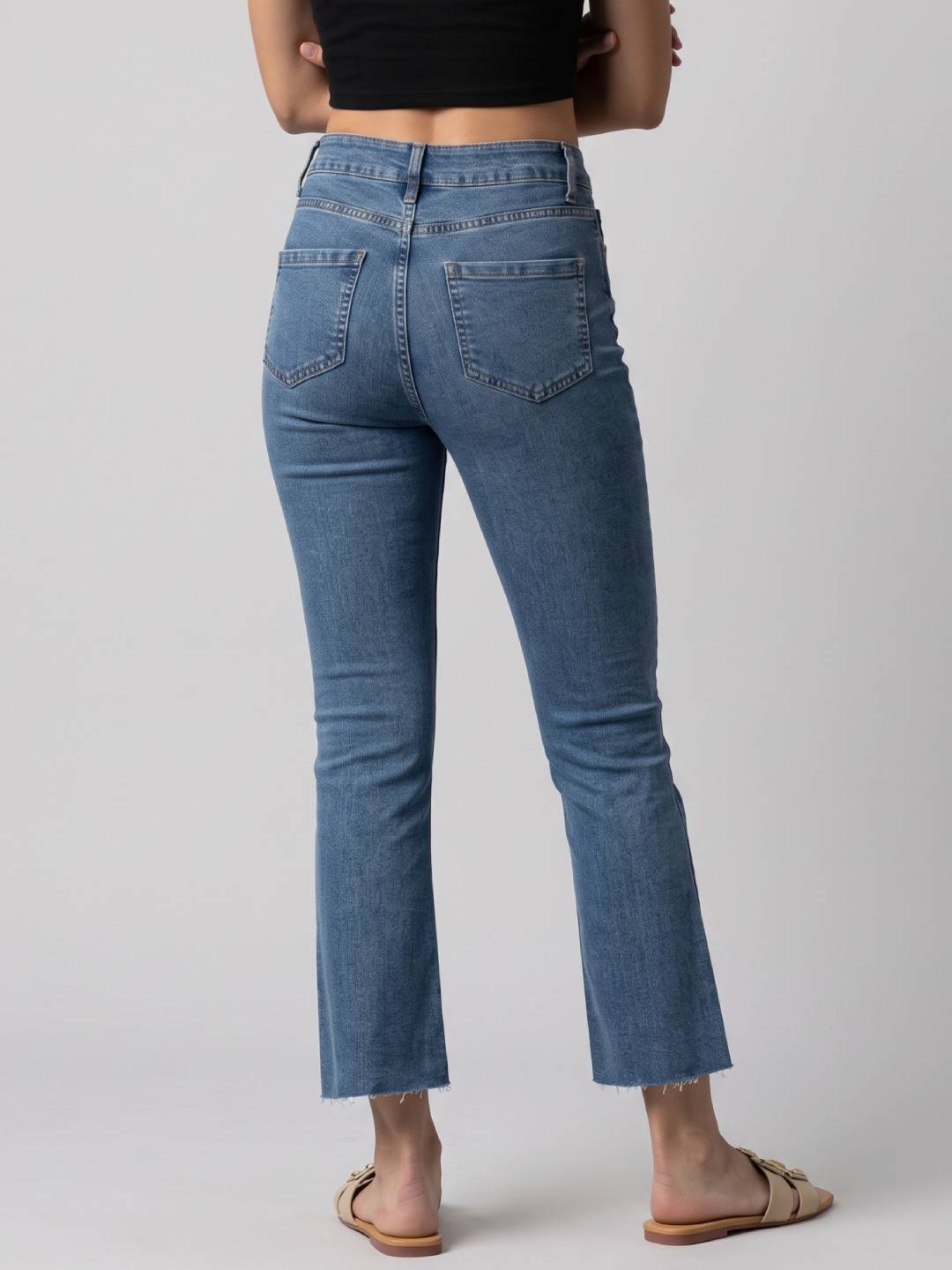 Light Blue Denim Mini Flare Jeans