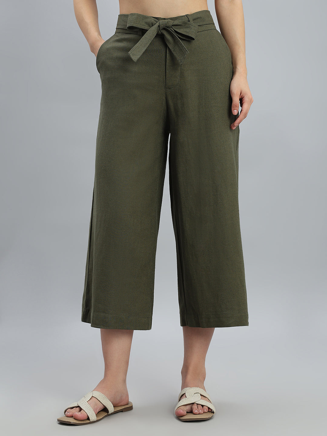 Olive Linen Blend Culottes