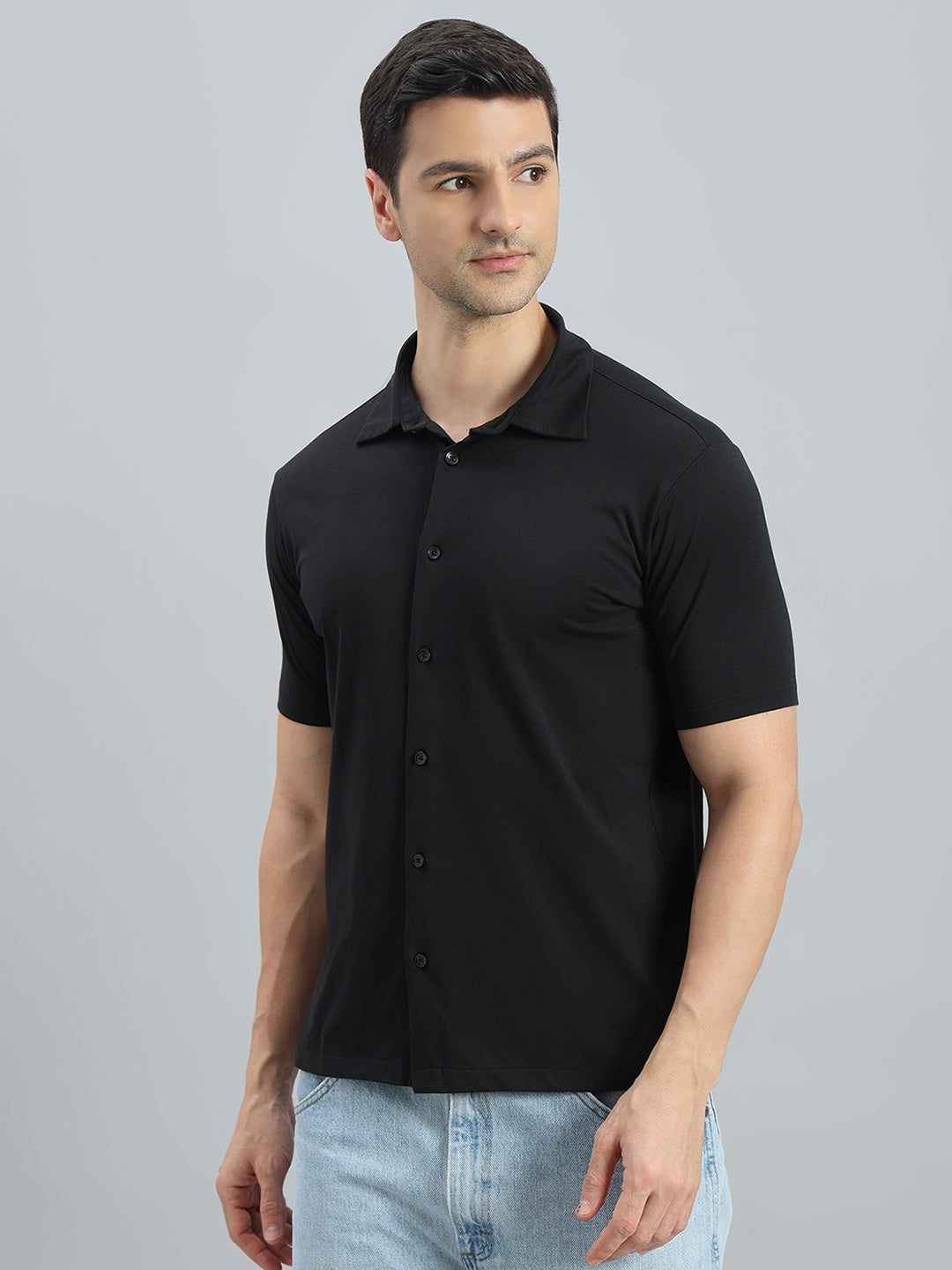 Cotton Stretch Half Sleeves Knit Shirt