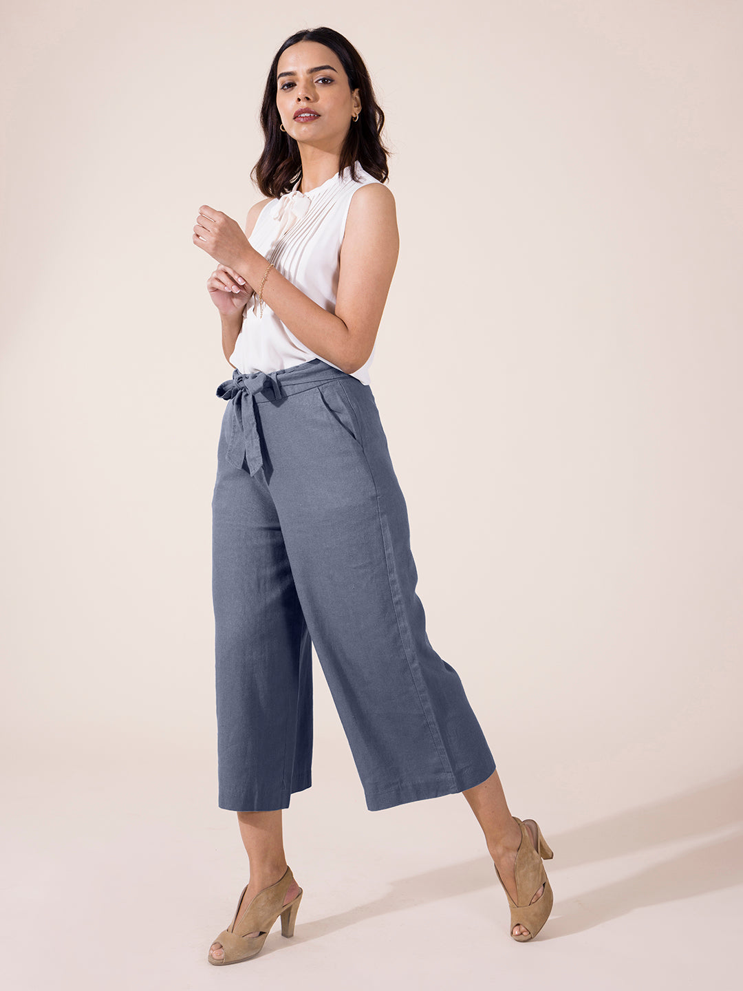 Trying something new: denim culottes with knee high boots