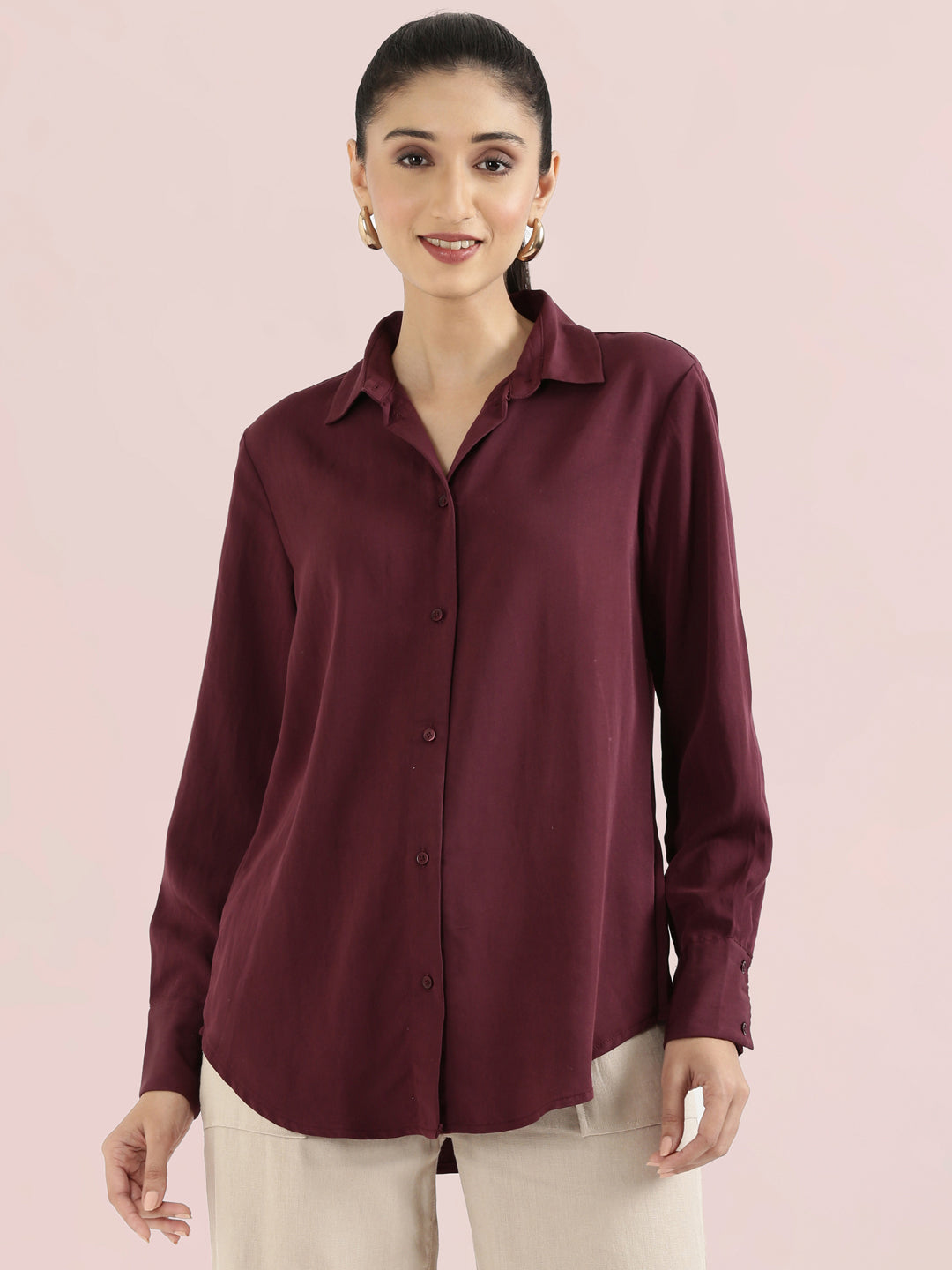 Rayon Classic Collar Long Shirt