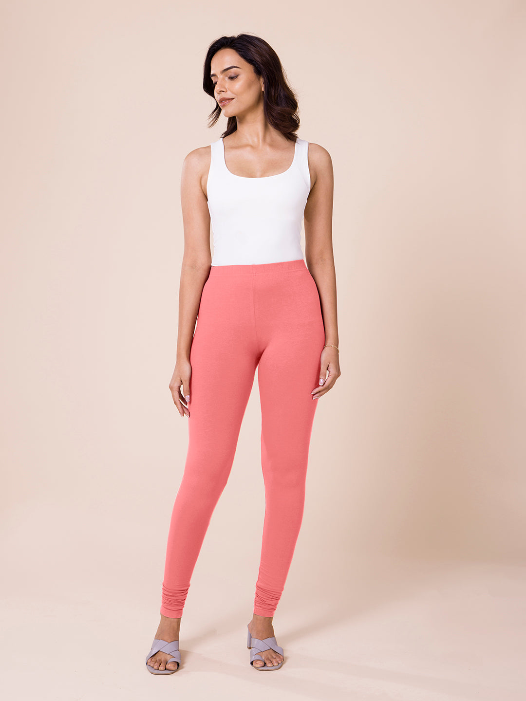 Cotton Ribbed Leggings - Rosé (Dusty Pink)