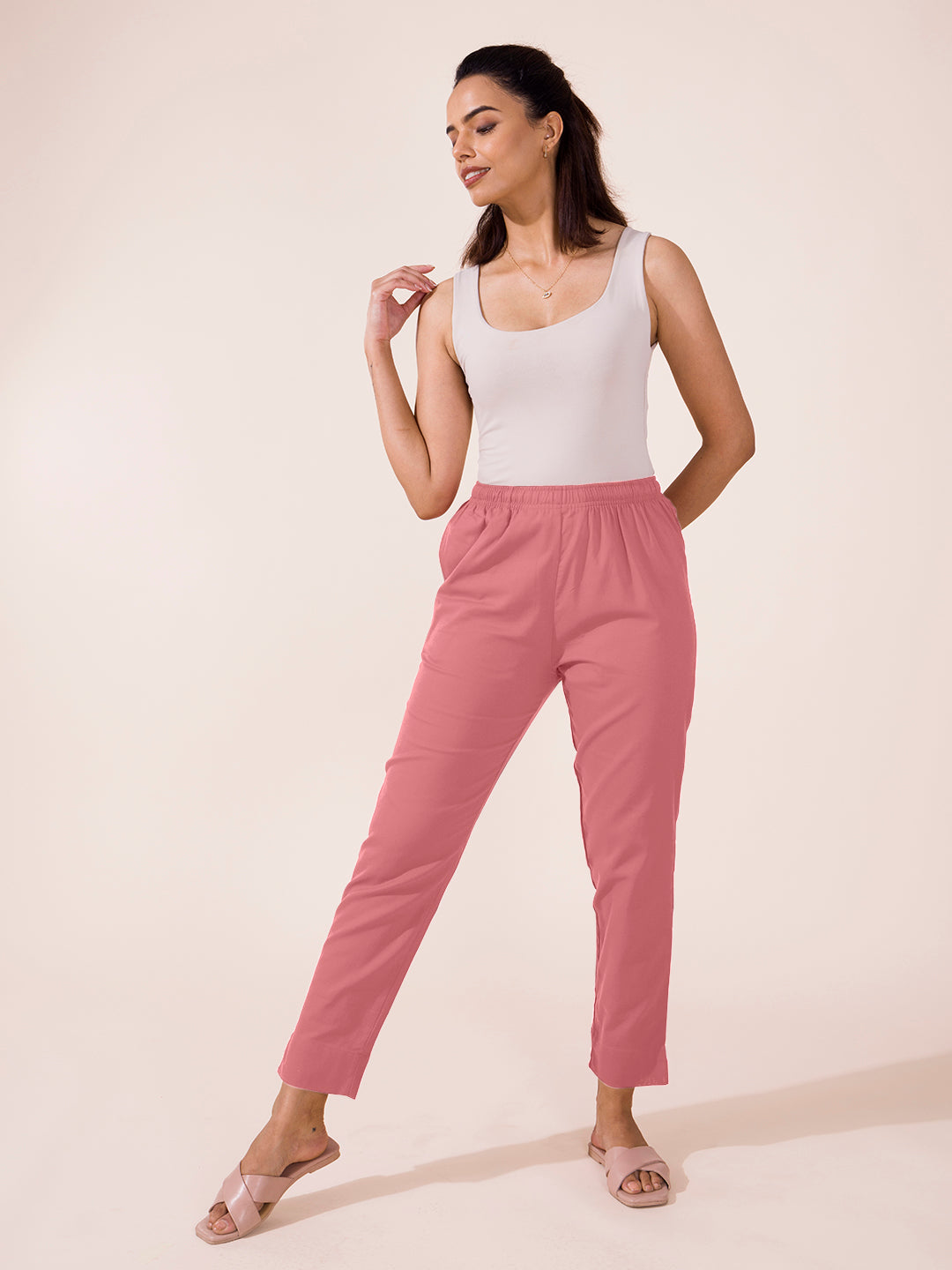 Dusty Rose Cotton Pencil Pant