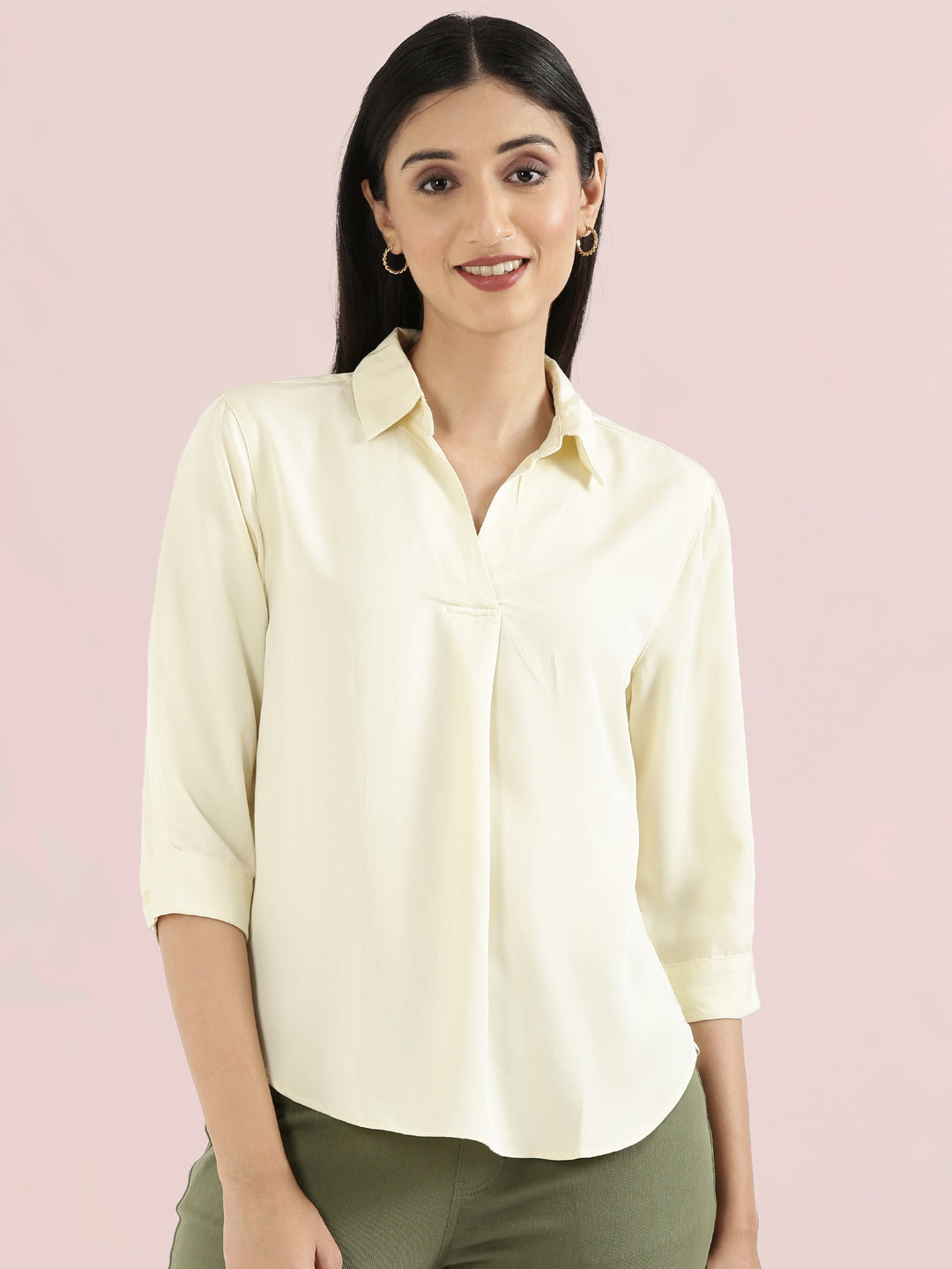 Rayon Polo Collar Top