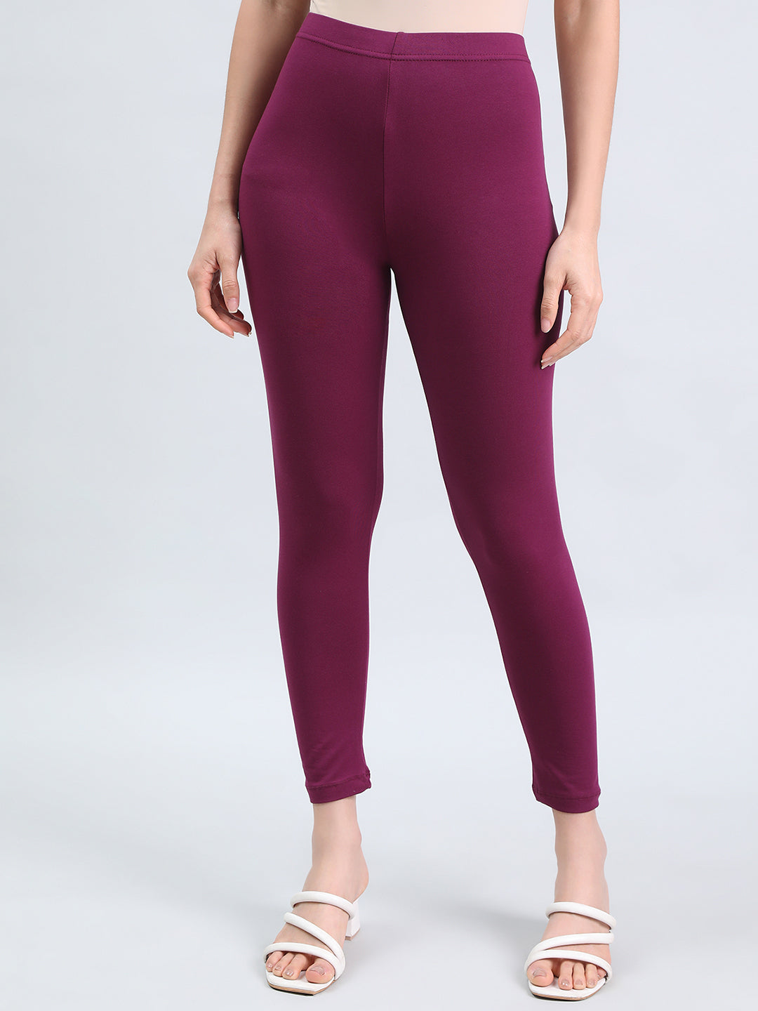 Plum Cotton Stretch Cropped Leggings