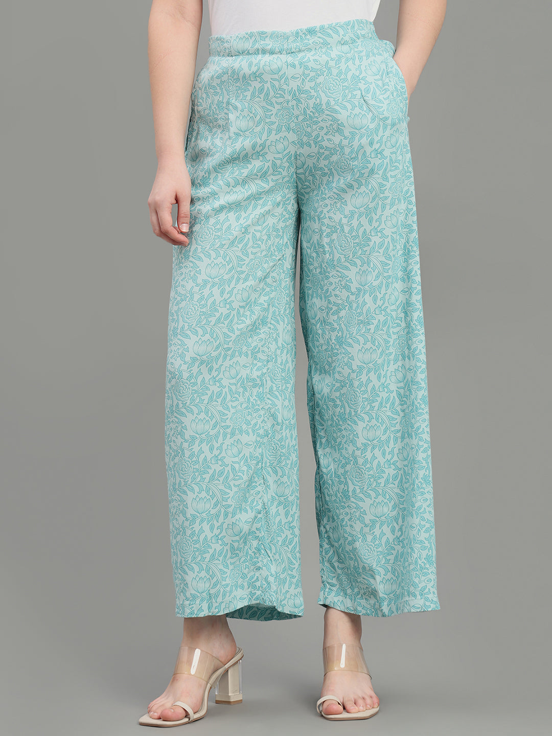 Blue Viscose Printed Palazzo