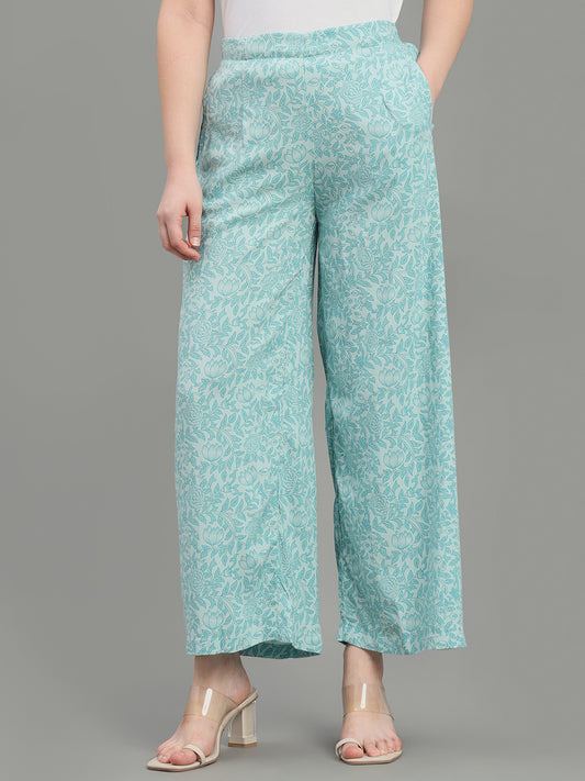 Blue Viscose Printed Palazzo