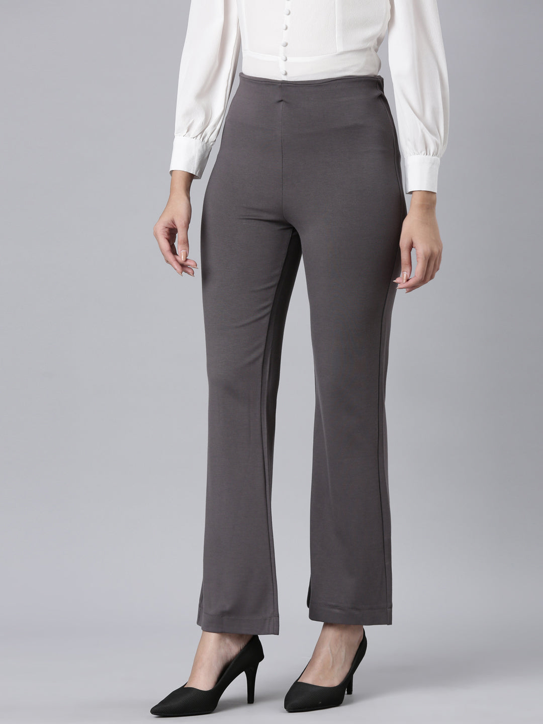 Silver Grey Roma Ponte Flared Pant