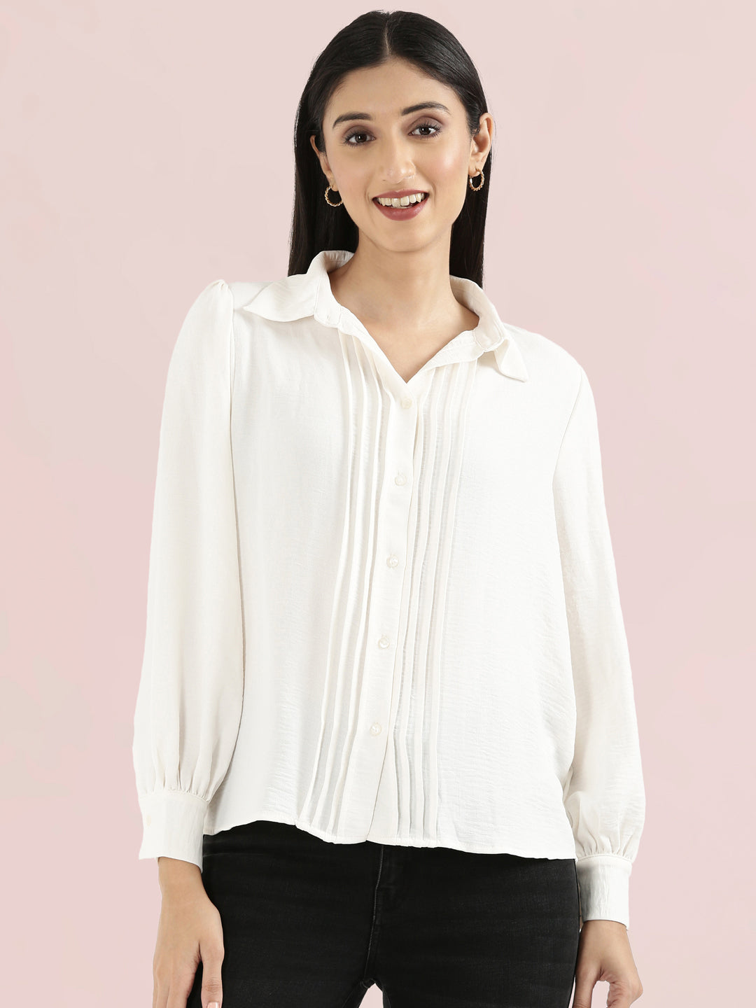 Hammered Classic Collar Pintuck Shirt