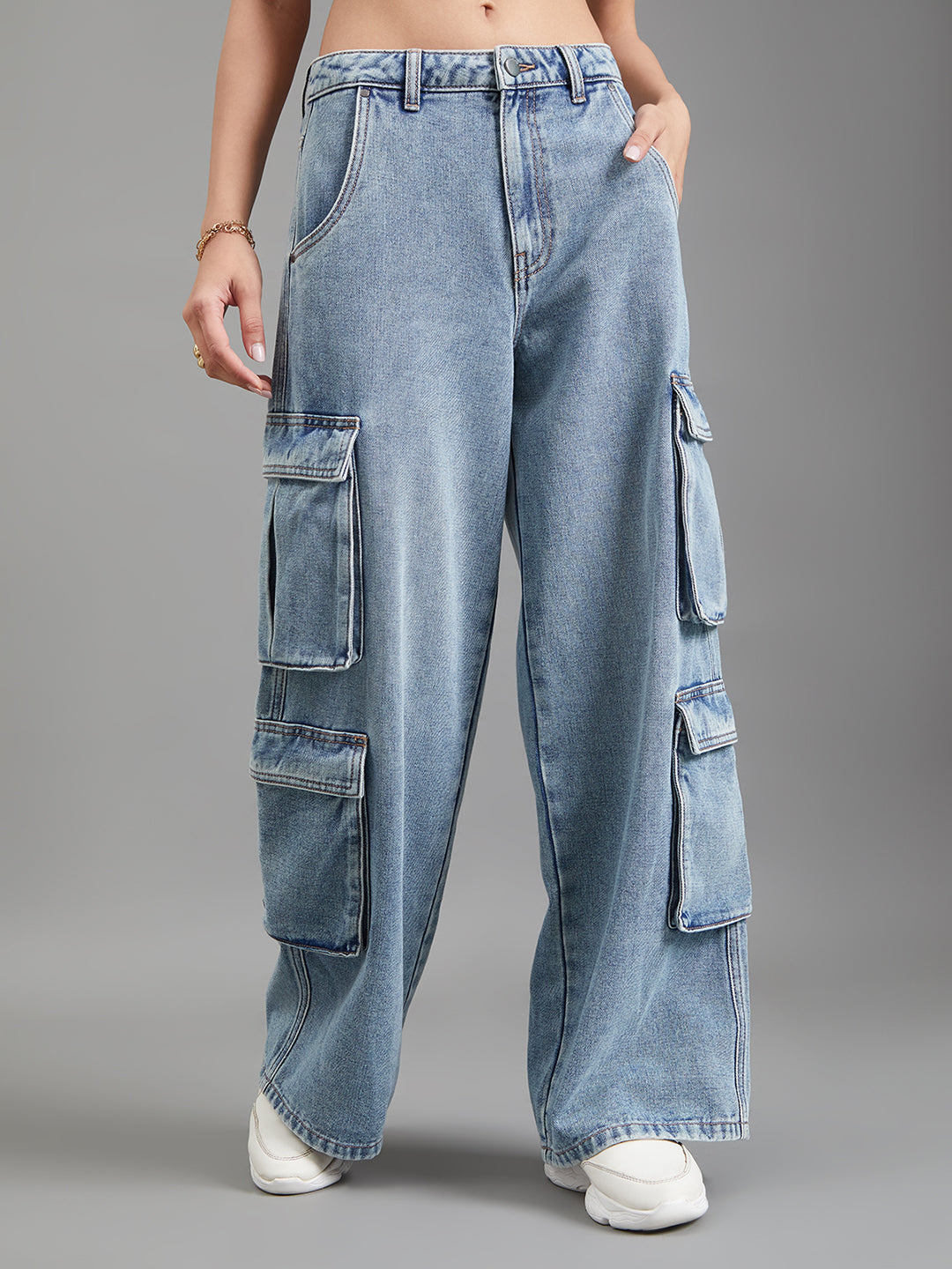 Medium Blue Denim Cargo Pants