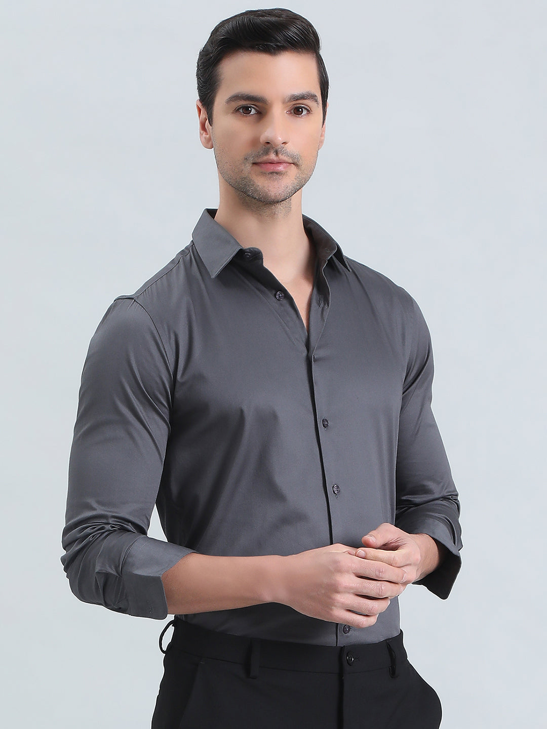 Cotton Stretch Slim Fit Satin Shirt