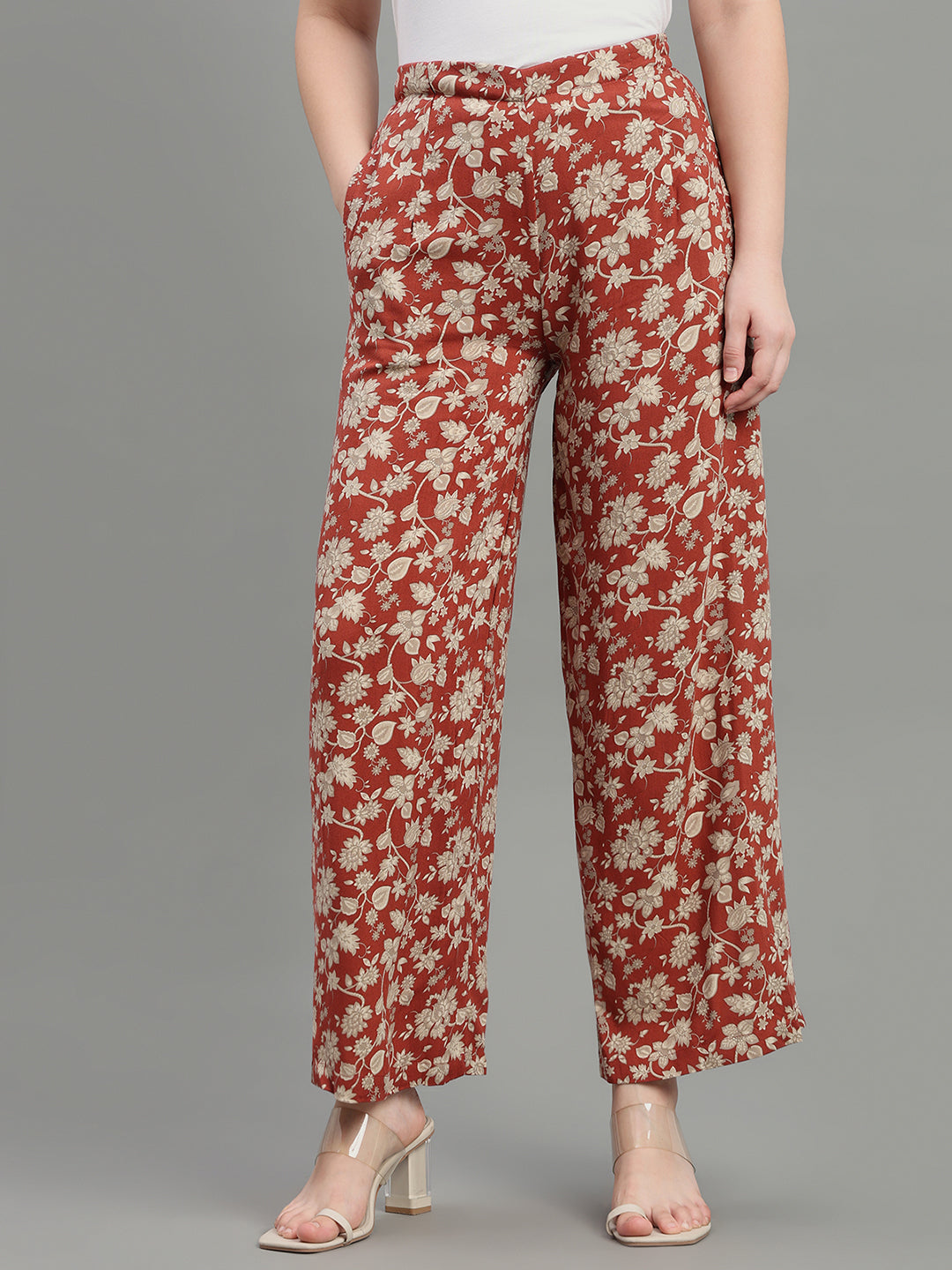 Maroon Viscose Printed Palazzo