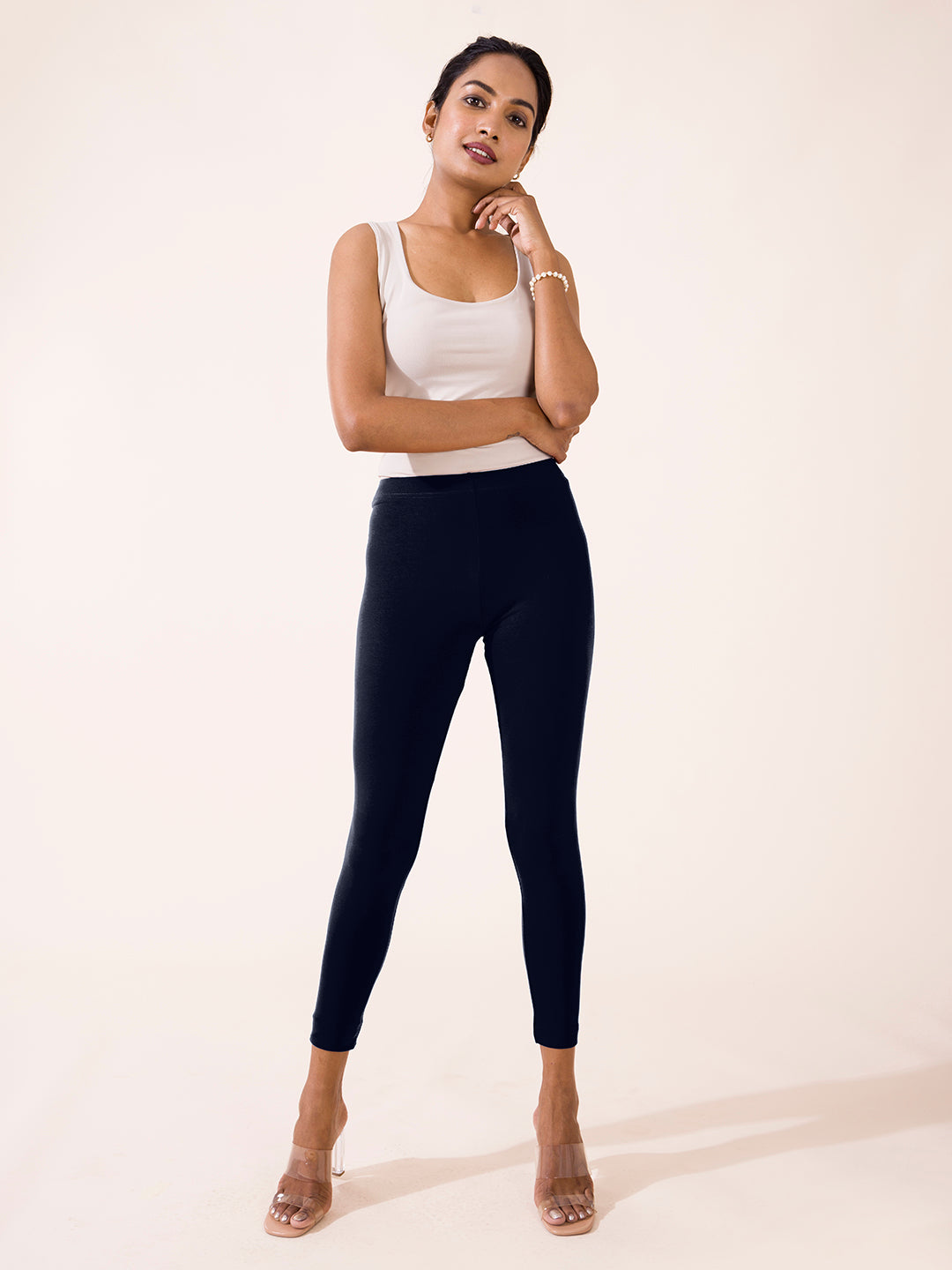 Buy Go Colors Women Blue Solid Stretch Leggings Online at Best Prices in  India - JioMart.