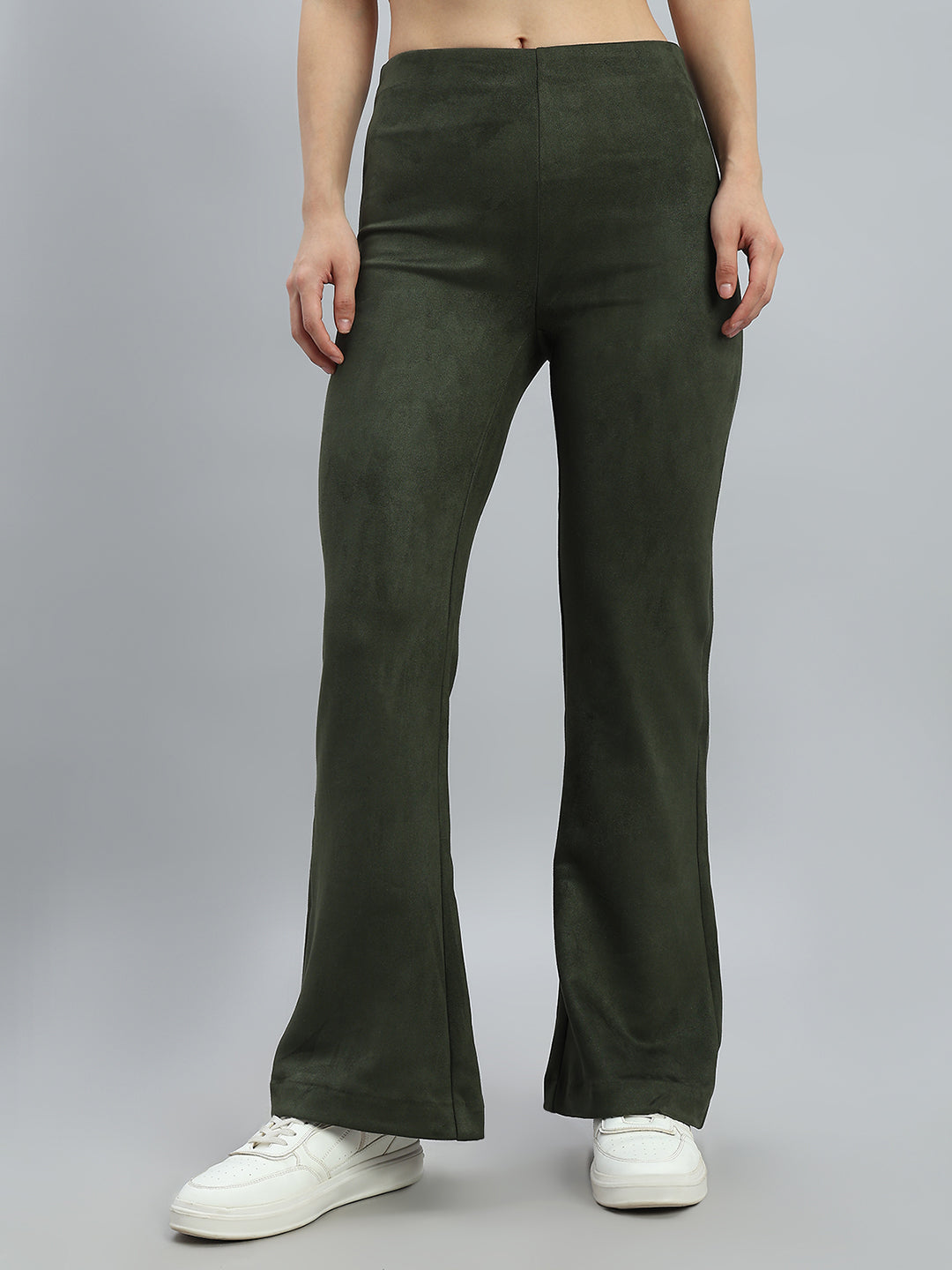 Dark Olive Suede Bell Bottom