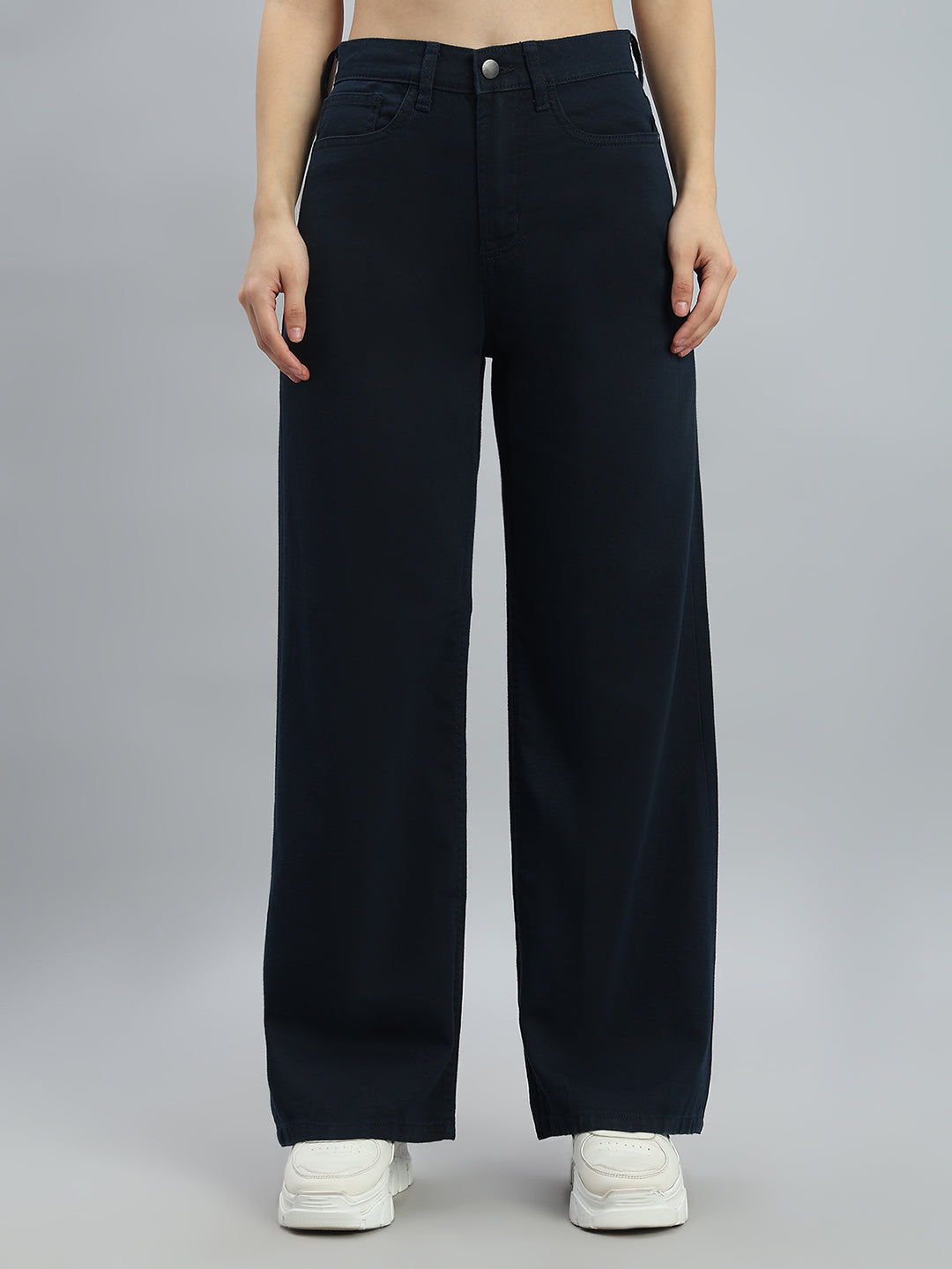 Navy Twill Wide Pants