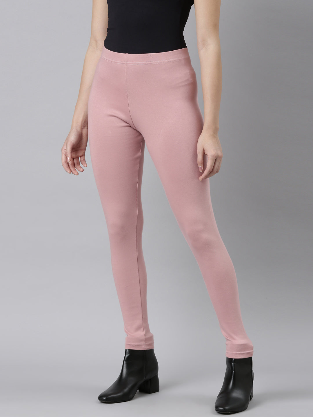 Baby Pink Cotton Stretch Ribbed warm Leggings S