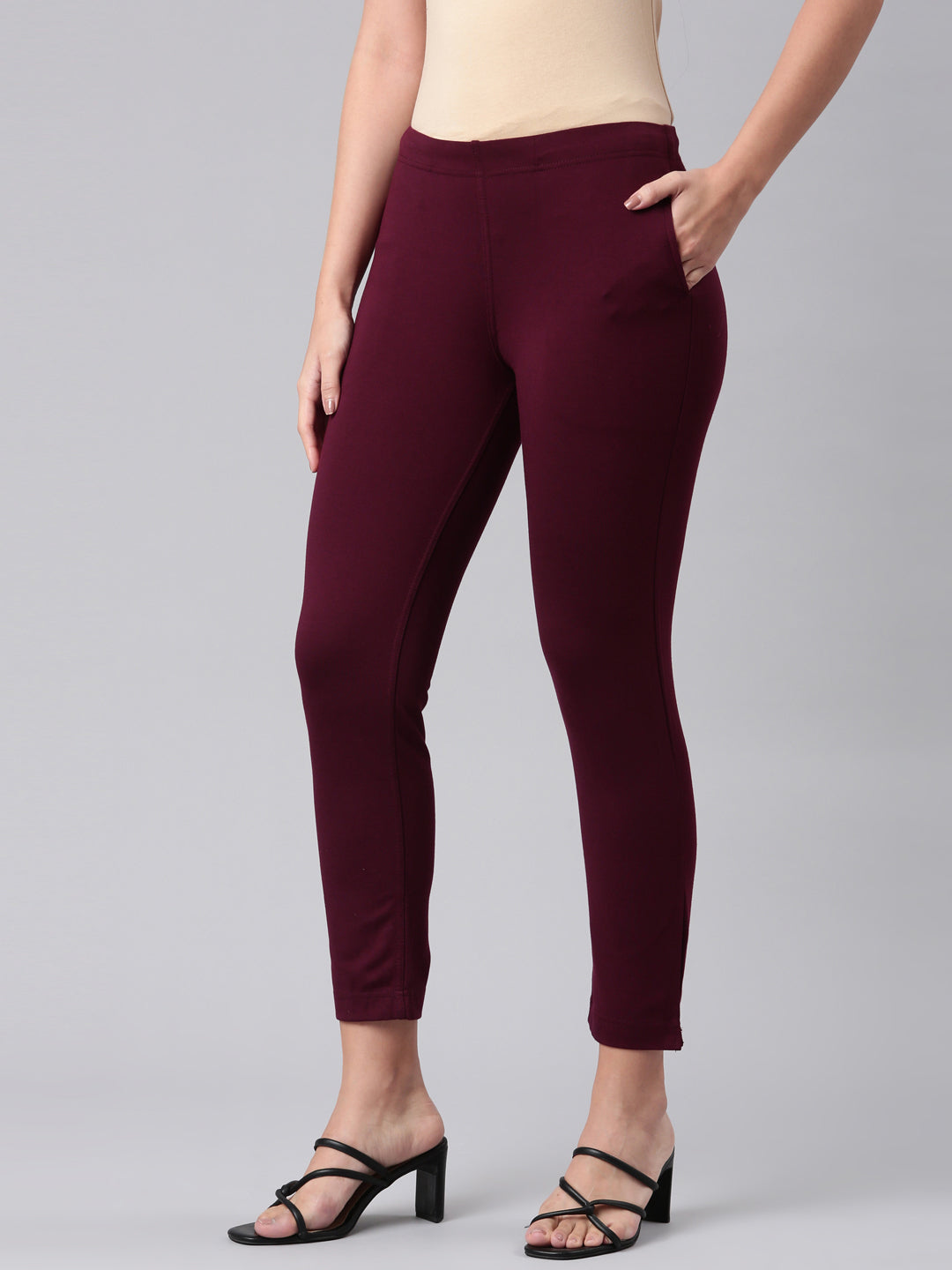 Bright Maroon Ponte Smart Fit Kurti Pant