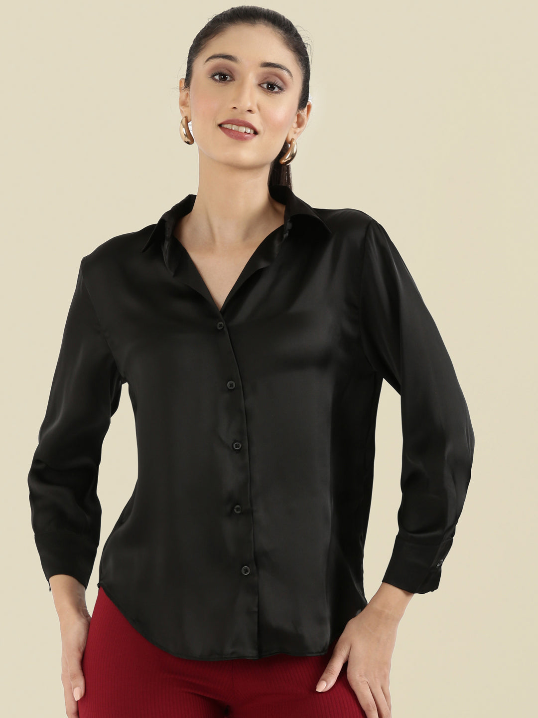Satin Classic Collar Shirt