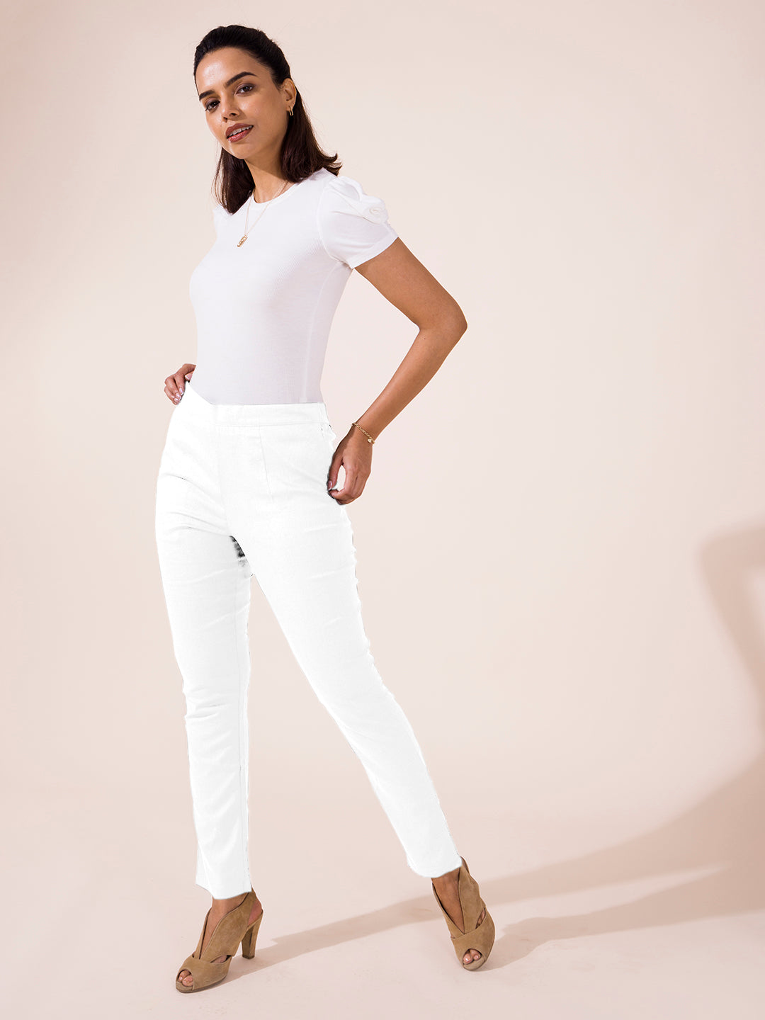 White Linen Pencil Pant