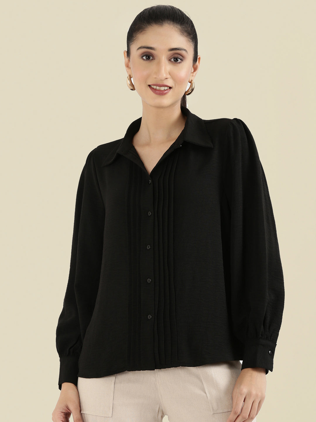 Hammered Classic Collar Pintuck Shirt