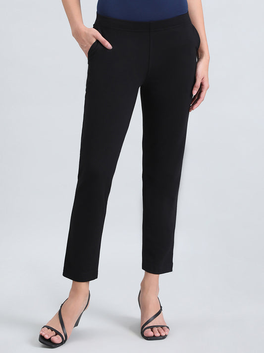 Black Ponte Smart Fit Kurti Pant