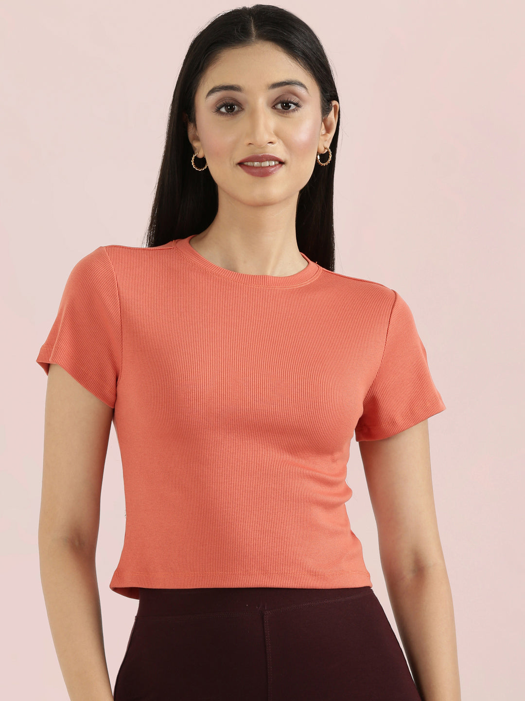 Rib Cotton Round Neck Crop Top