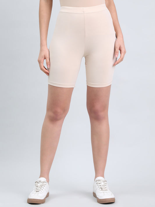 Light Beige Knit Seamless Cycling Shorts