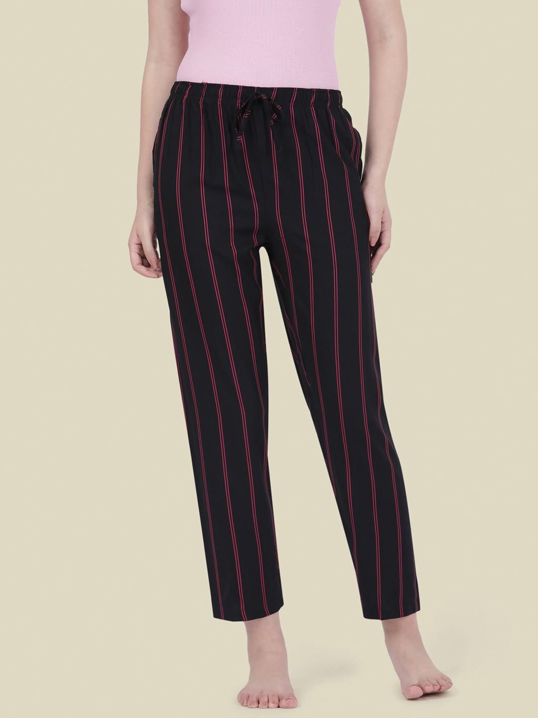 Black Woven Viscose Printed Lounge Pants