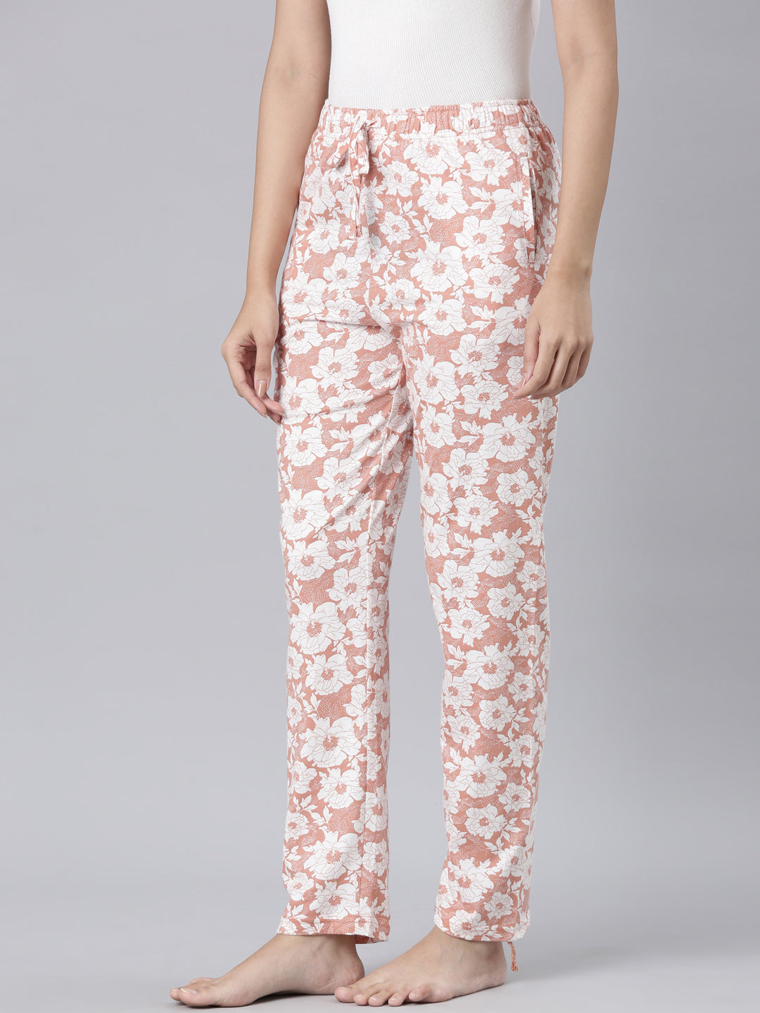 Coral Cotton Knit Printed Lounge Pants