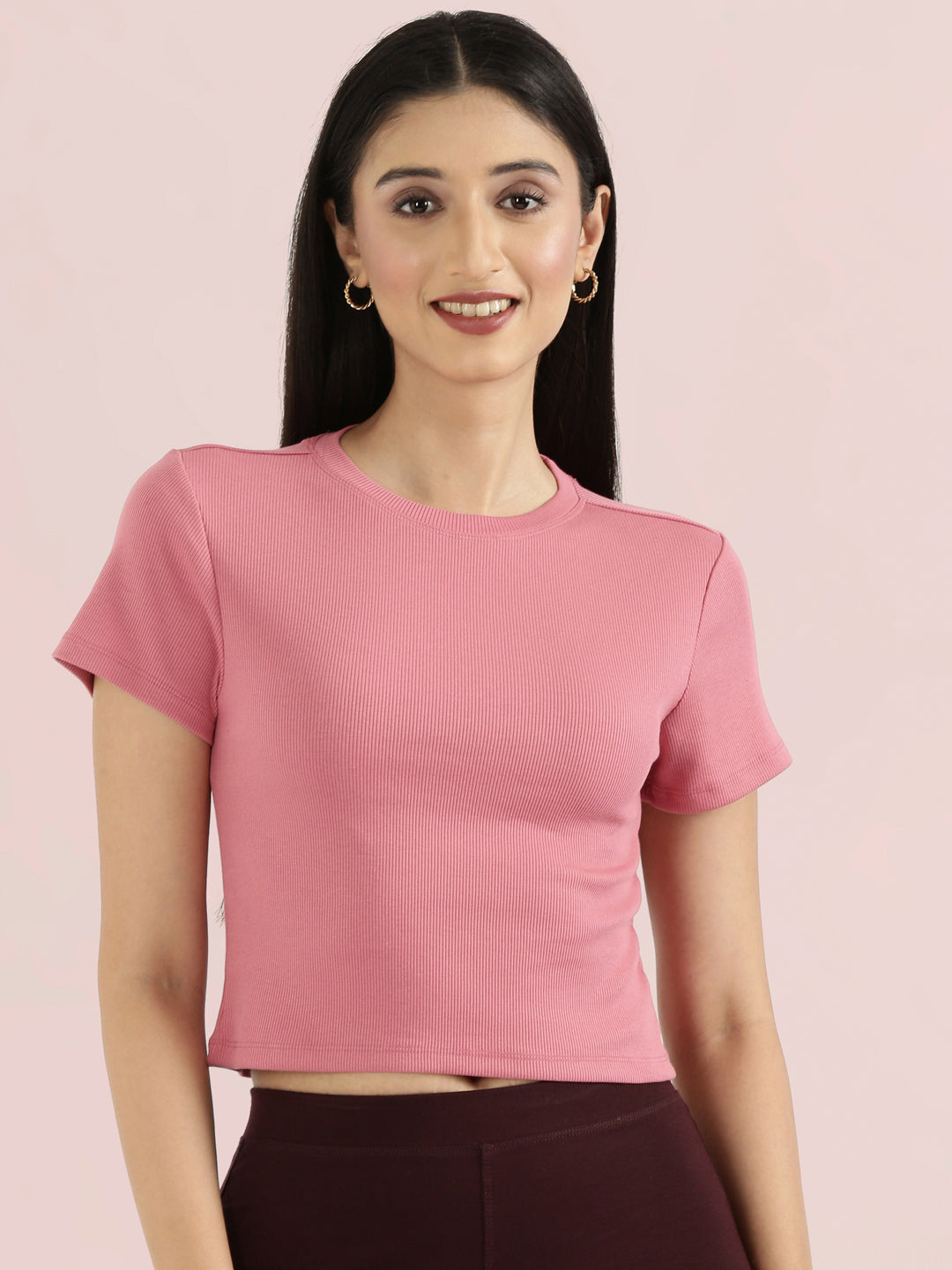 Rib Cotton Round Neck Crop Top