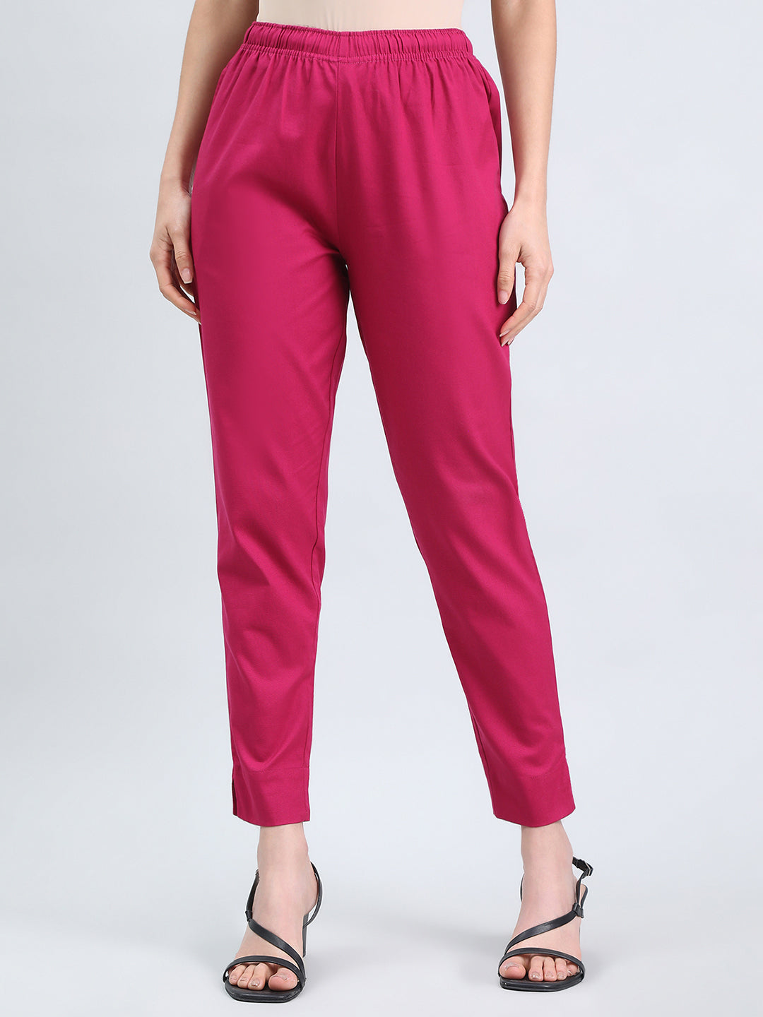 Dark Fuchsia Cotton Pencil Pant