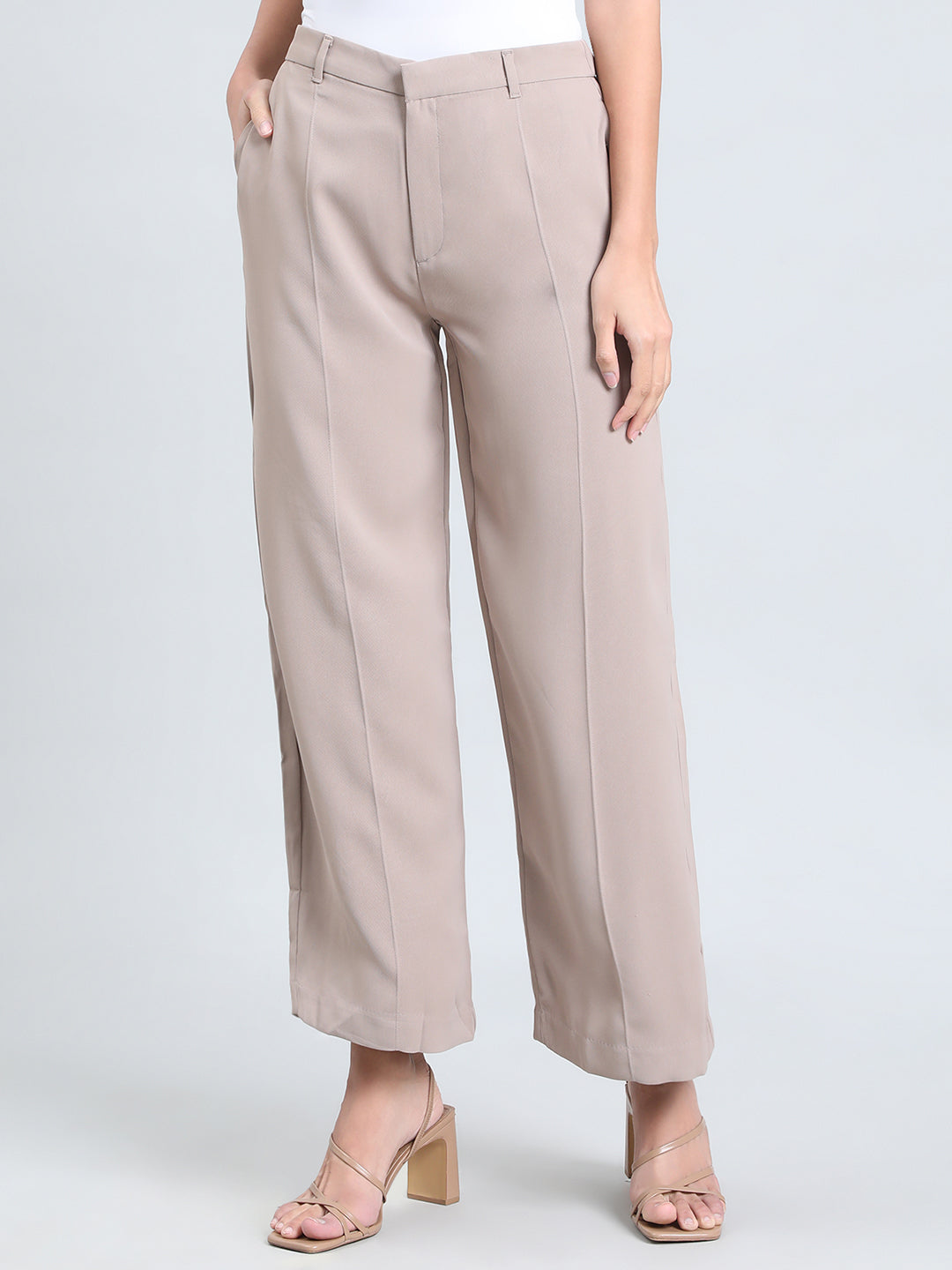 Light Chocolate Crepe Wide Trouser