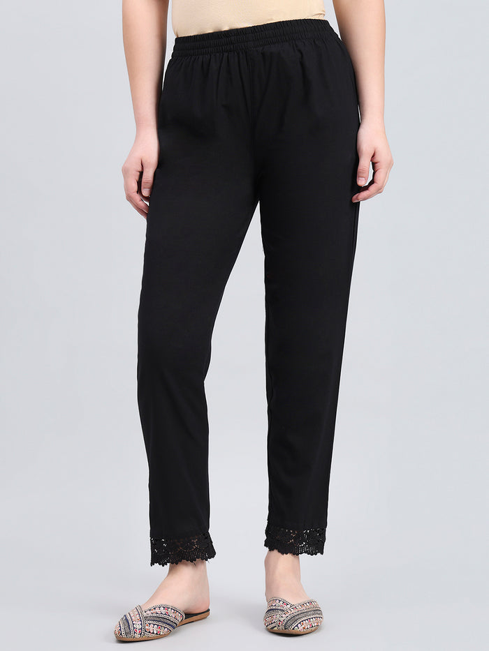 Black 100% Cotton Lace Pencil Pant