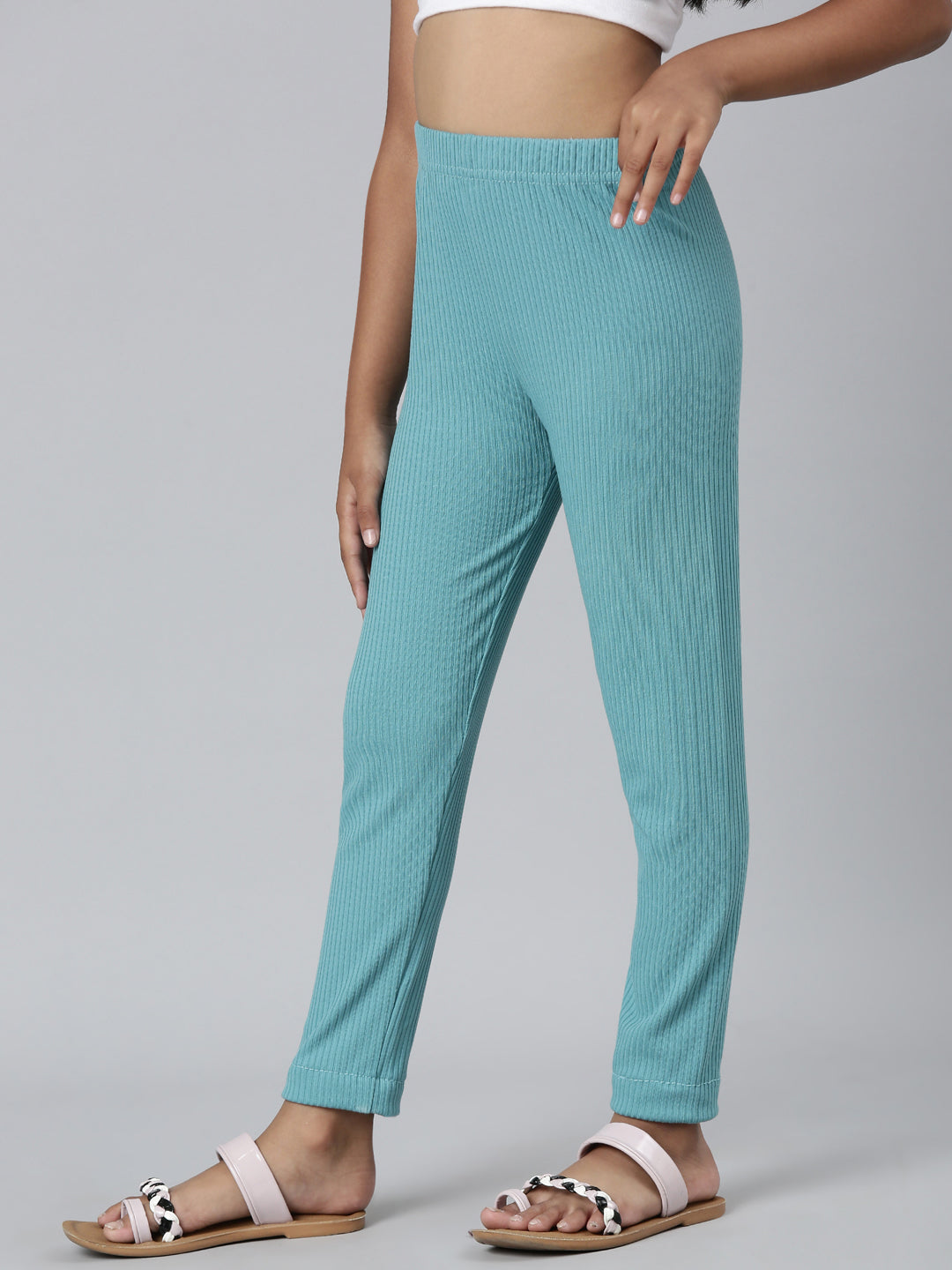 Dark Mint Rayon Poly Stretch Rib Leggings