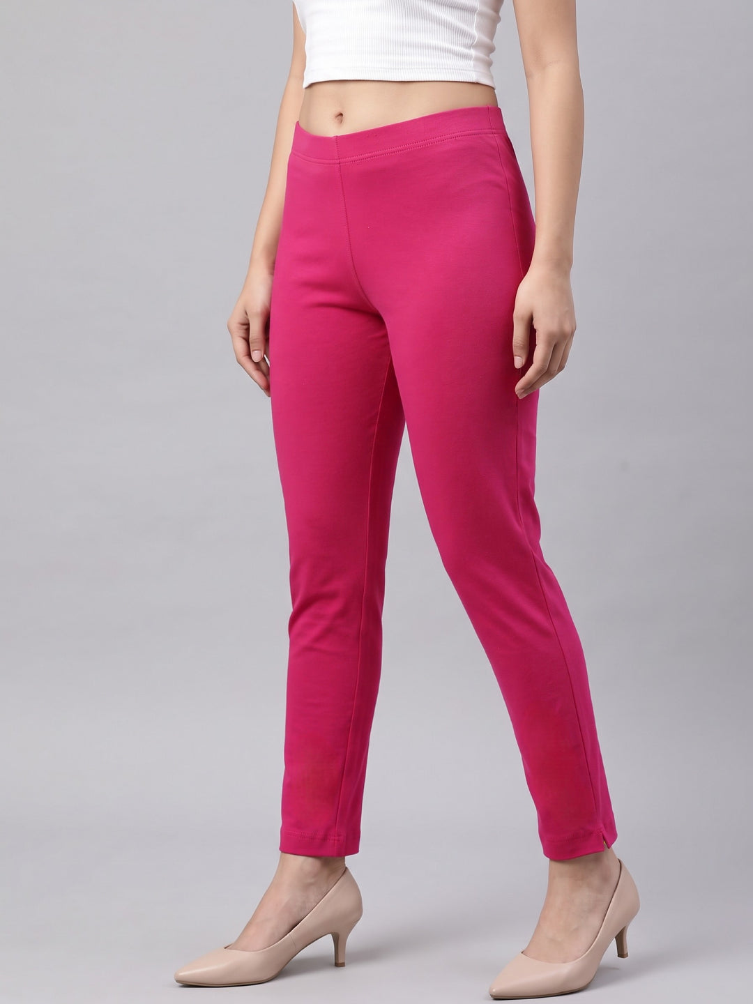 Dark Rose Cotton Stretch Kurti Pants