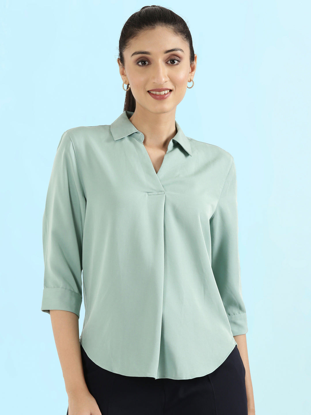 Rayon Polo Collar Top