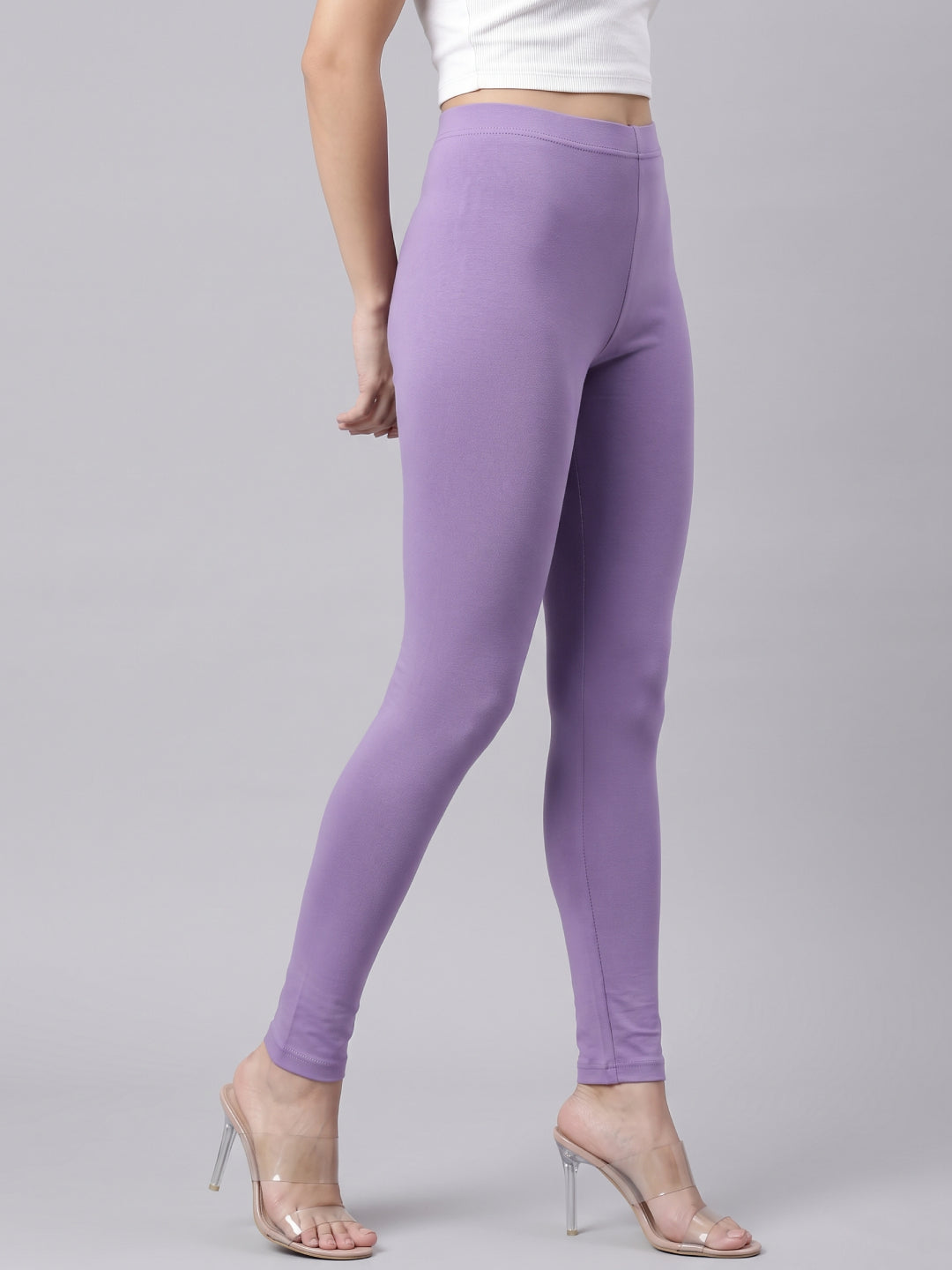 Lilac Cotton Stretch Ankle Length Leggings