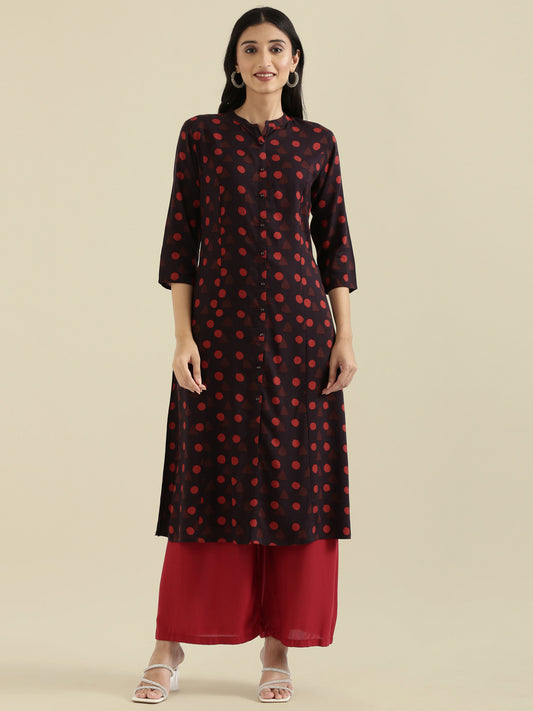 Viscose Geometric Print A-Line Kurta