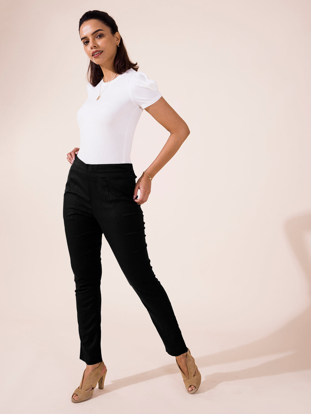 Black Linen Pencil Pant